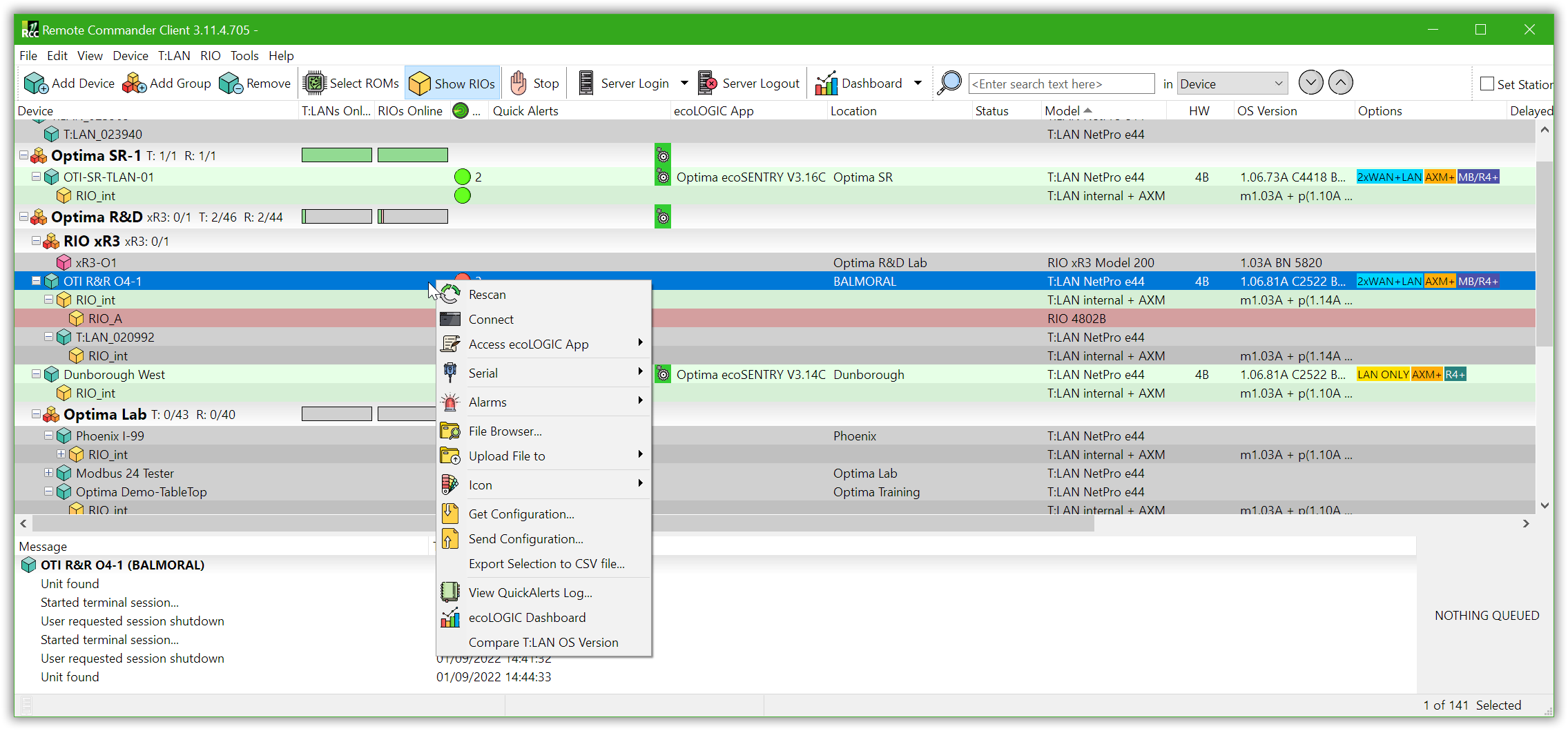 RCC Main Interface
